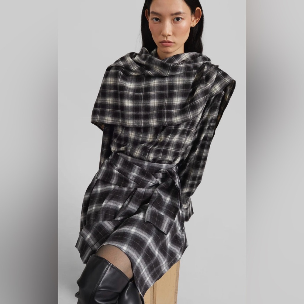 The Frankie shop RUE SCARF SHIRT - BLACK PLAID